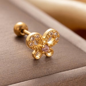 1 Piece Simple Series Simple Butterfly Titanium Steel   Gold Color Material Zircon Women's Stud Earrings h5 Picture2